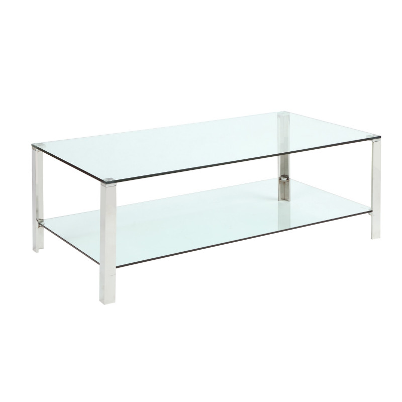 5080-CT Contemporary Rectangular Glass & Stainless Steel Cocktail Table