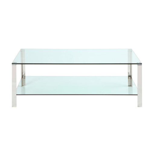 5080 Ct Contemporary Rectangular Glass Stainless Steel Cocktail Table 5
