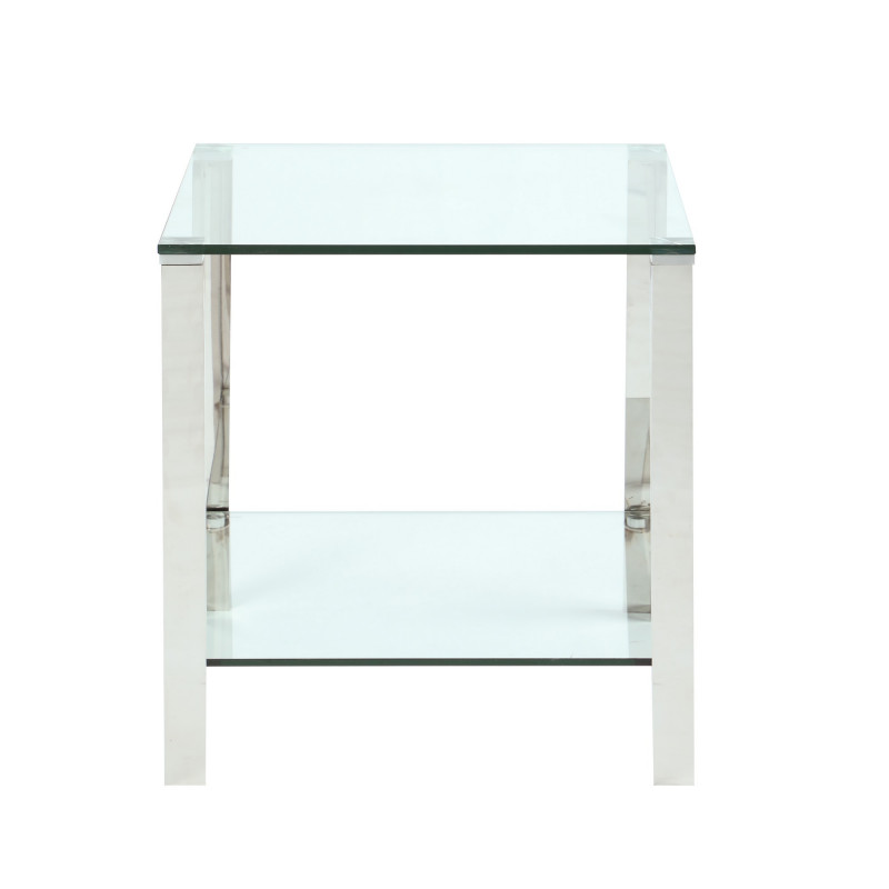 5080 Lt Contemporary Rectangular Glass Stainless Steel Lamp Table 2