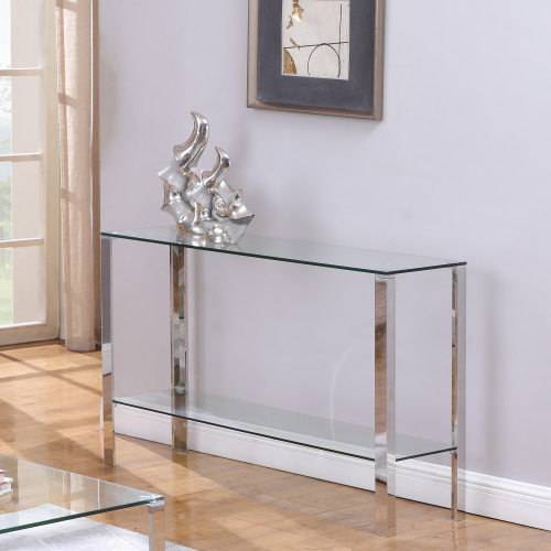 5080-ST Contemporary Rectangular Glass & Stainless Steel Sofa Table