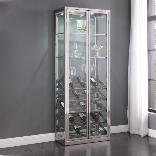 6655-CUR Contemporary Glass Curio  Wine & Stemware Racks