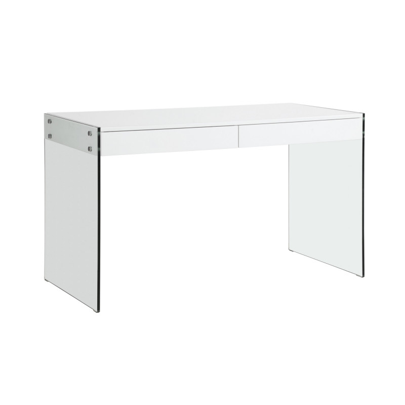 6903-DSK Contemporary Gloss White & Glass Desk