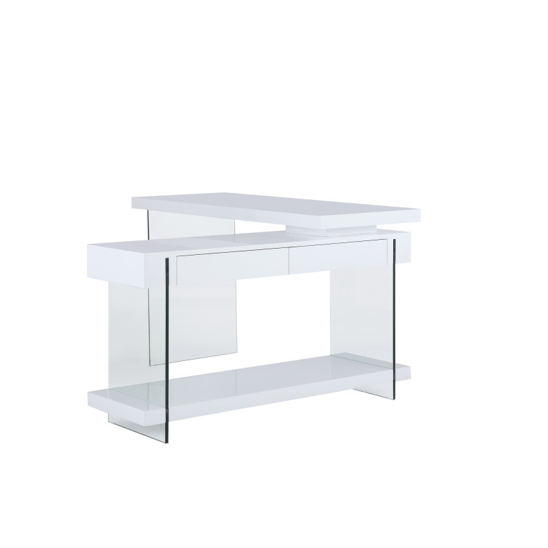 6920 Dsk Modern Rotatable Glass Wooden Desk Drawers Shelf 3