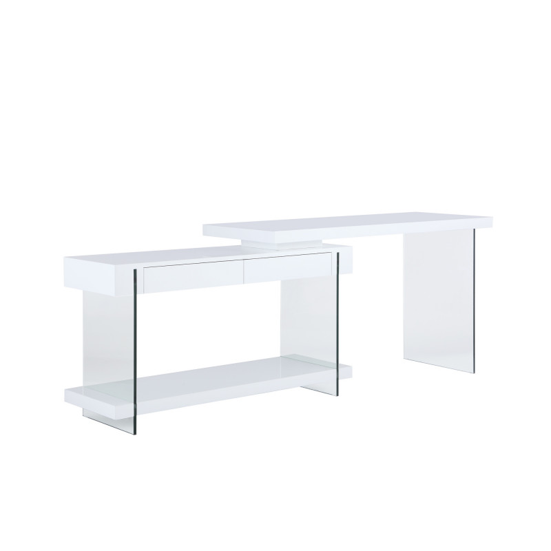 6920 Dsk Modern Rotatable Glass Wooden Desk Drawers Shelf 6