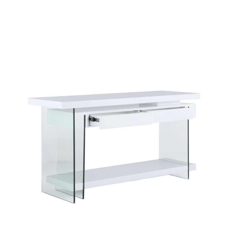 6920 Dsk Modern Rotatable Glass Wooden Desk Drawers Shelf 7