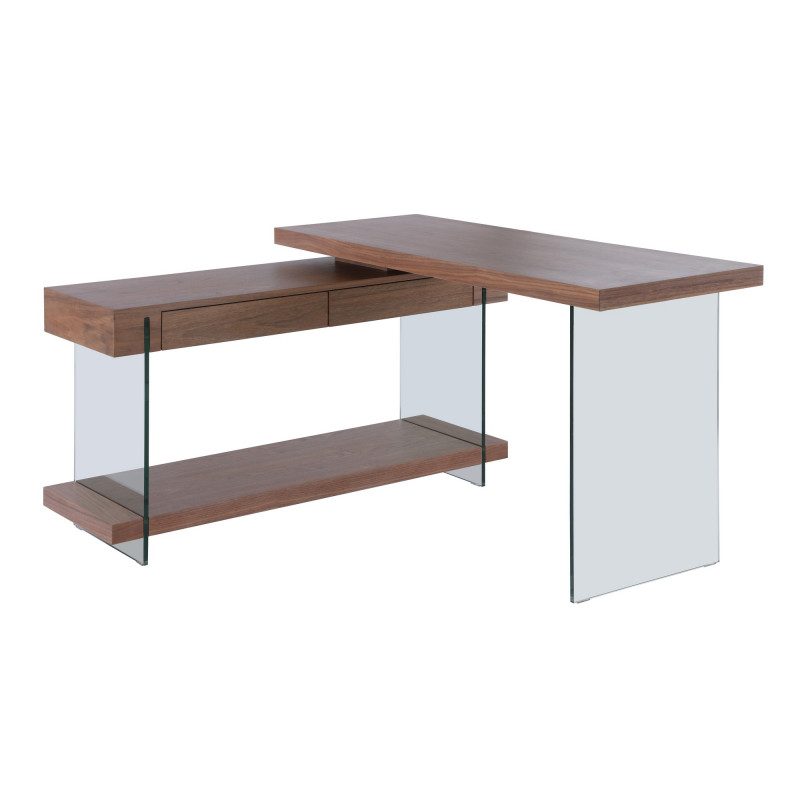 6920 Dsk Wal Modern Rotatable Glass Wooden Desk Drawers Shelf 1