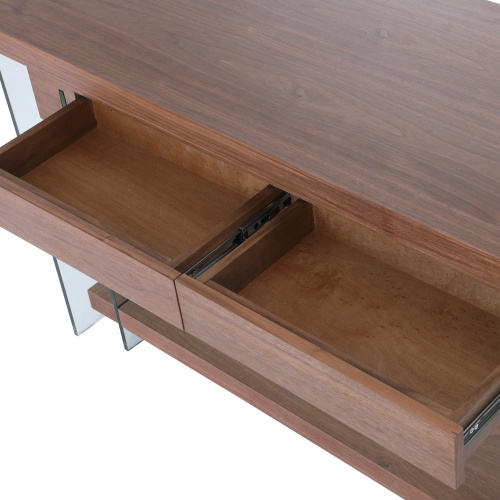 6920 Dsk Wal Modern Rotatable Glass Wooden Desk Drawers Shelf 5