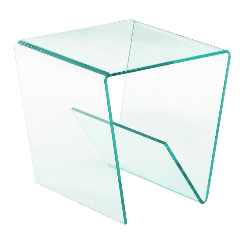 72102-LT 20" Square Bent Clear Glass Lamp Table