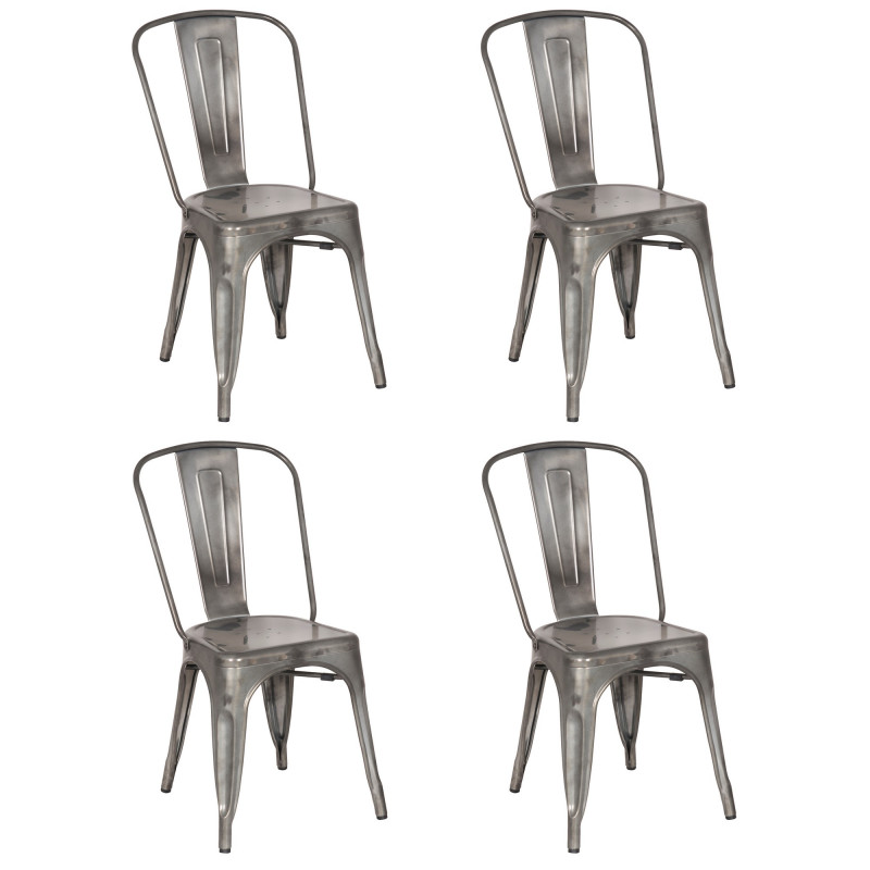 8022-SC-GUN Galvanized Steel Side Chair (Set of 4)