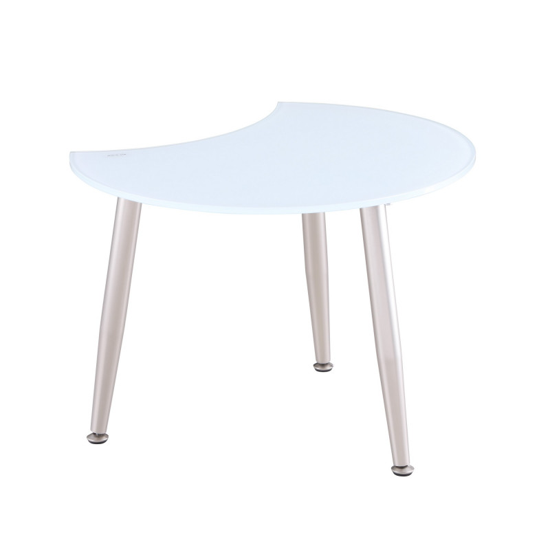 8072-CT-WHT Contemporary Shaped-Top Glass Cocktail Table