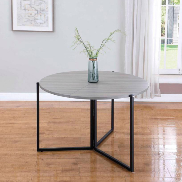 8389-DT-FLD-GRY-VNR 43" Round Foldaway Dining Table