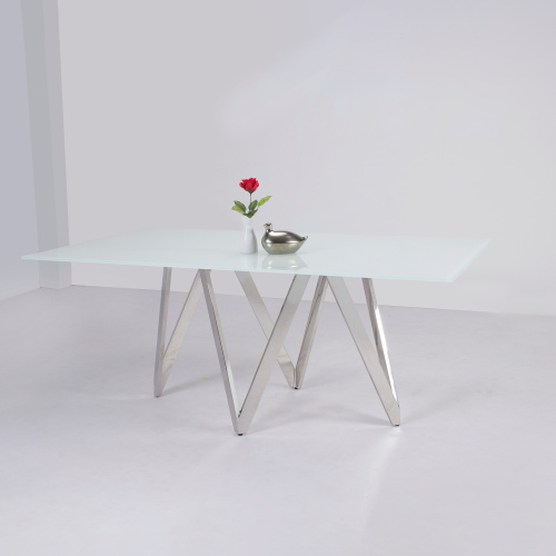 ABIGAIL-DT Modern White Glass Top Dining Table