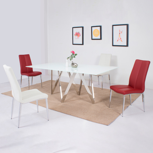 Abigail Dt Modern White Glass Top Dining Table 1