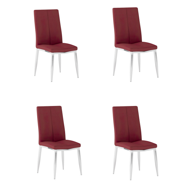 ABIGAIL-SC-RED Modern Curved-Back Upholstered Side Chair (Set of 4)