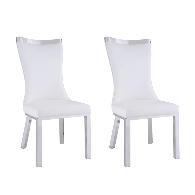 ADELLE-SC-WHT Contemporary Curved-Back Side Chair (Set of 2)
