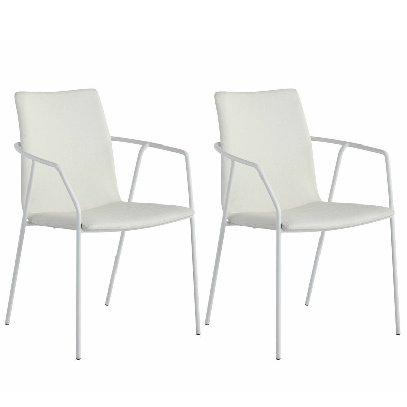 ALICIA-AC-WHT Contemporary White Upholstered Arm Chair (Set of 2)