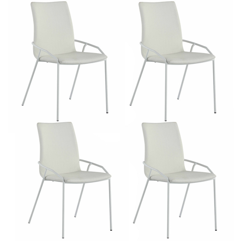 ALICIA-SC-WHT Contemporary White Upholstered Side Chair (Set of 4)