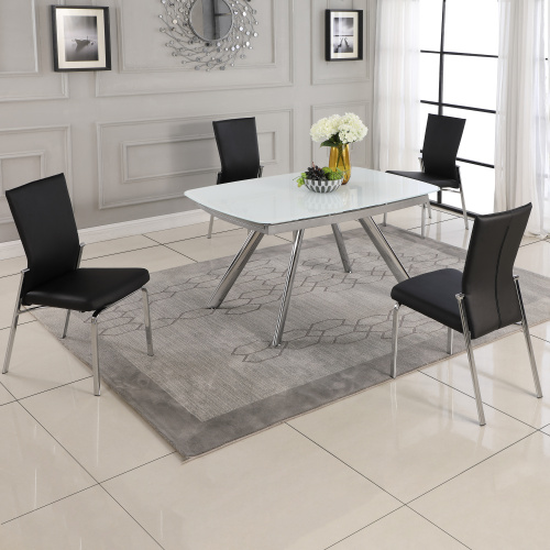 ALINA-MOLLY-5PC-BLK Contemporary Dining Set  Extendable Starphire Glass Table & 4 Motion Back Side Chairs