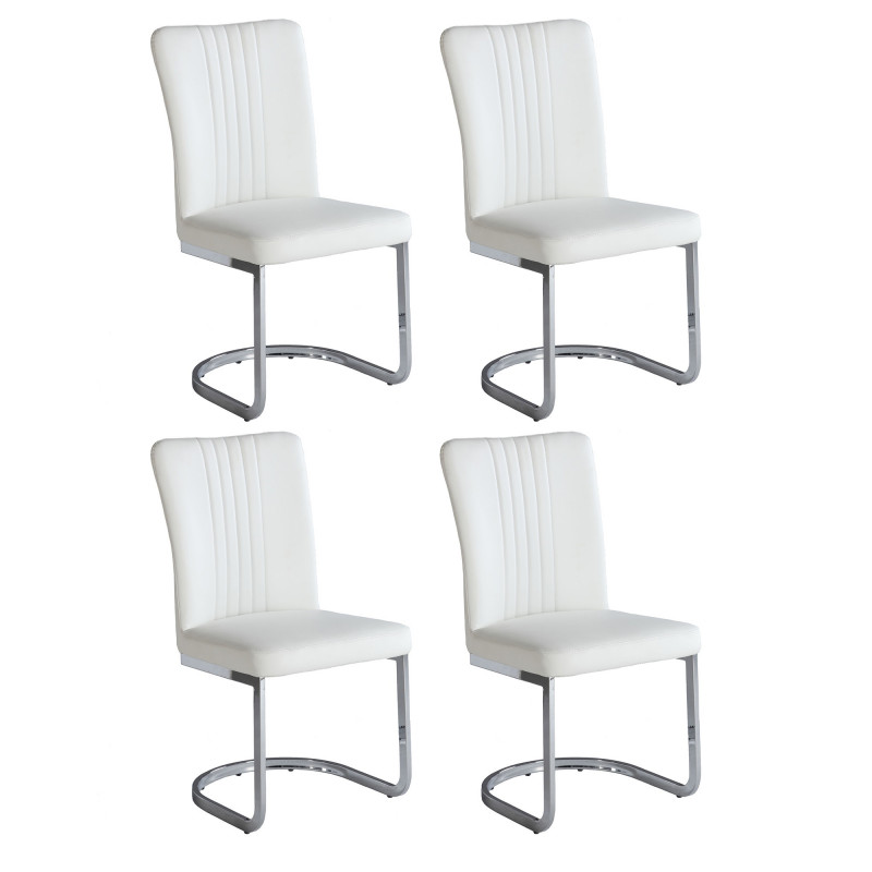 ALINA-SC-WHT Channel Back Cantilever Side Chair (Set of 4)