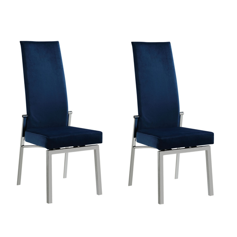 ANABEL-SC-BLU-FAB Contemporary Motion Back Side Chair  Chrome Frame (Set of 2)
