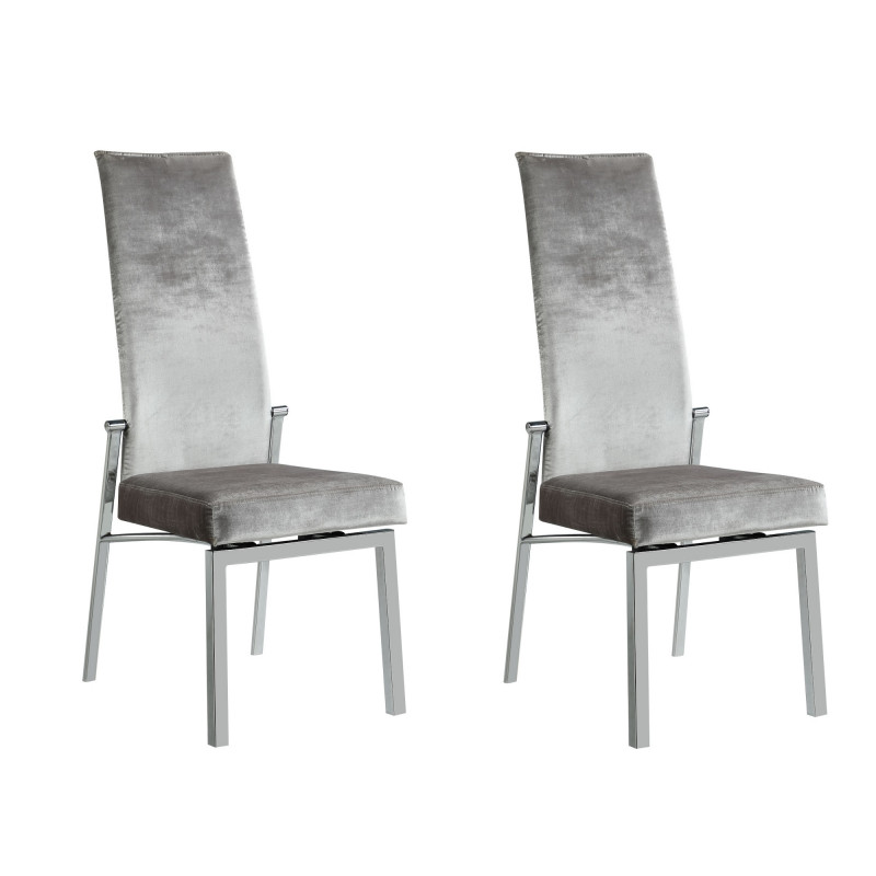ANABEL-SC-GRY-FAB Contemporary Motion Back Side Chair  Chrome Frame (Set of 2)