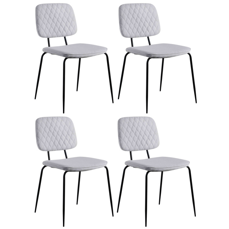 BERTHA-SC-GRY Contemporary Side Chair  Diamond Stitch Backrest (Set of 4)