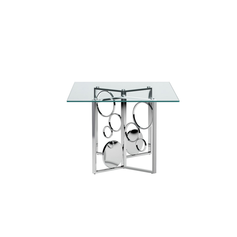 Bruna Dt 4272 Contemporary Glass Top Dining Table Dual Steel Base Set 6