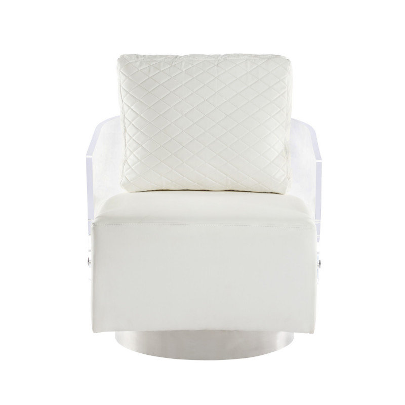 Ciara Acc Wht Contemporary Acrylic Back Swiveling Accent Chair 4