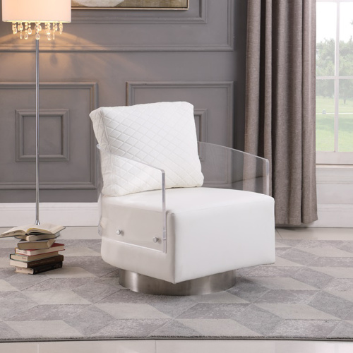 CIARA-ACC-WHT Contemporary Acrylic Back Swiveling Accent Chair