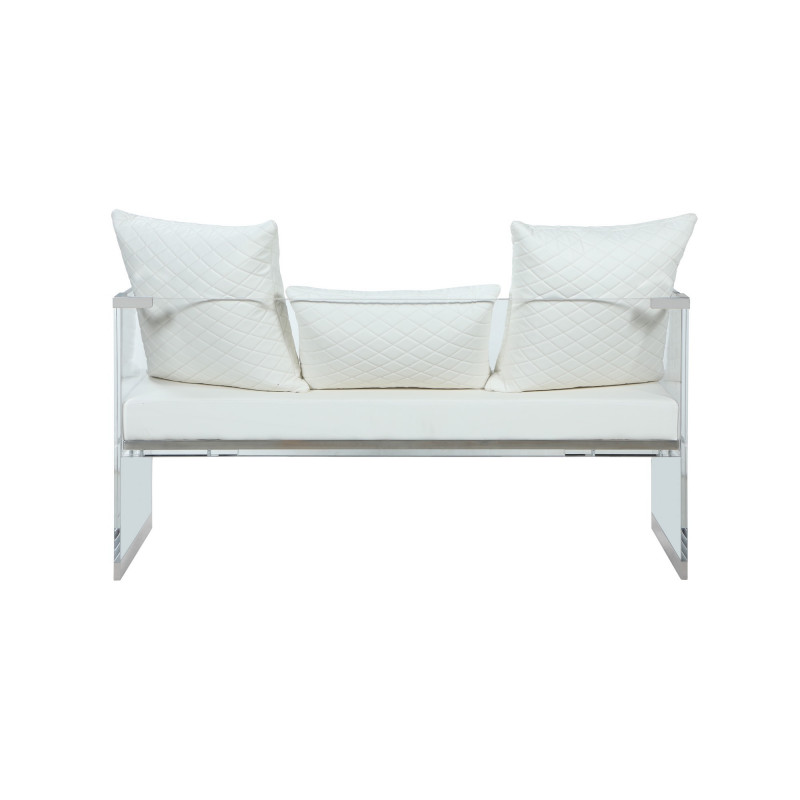 Ciara Bch Wht Contemporary Acrylic Bench Upholstered Seat 6
