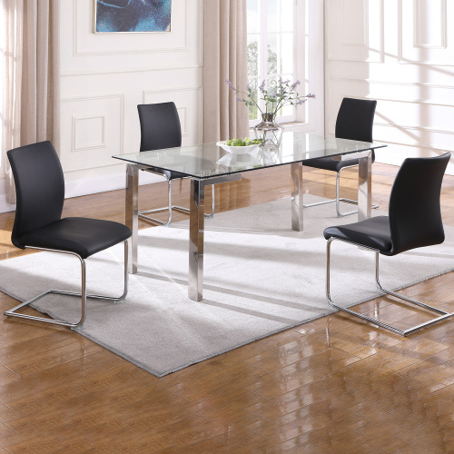 CRISTINA-JANE-5PC-BLK Dining Set  Contemporary Glass Table & Modern Upholstered Chairs