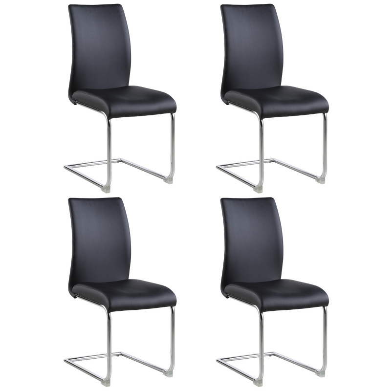 Cristina Jane 5pc Blk Dining Set Contemporary Glass Table Modern Upholstered Chairs 11
