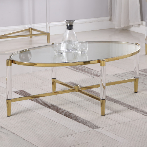 DENALI-CT-OVL Oval Tempered Glass Cocktail Table