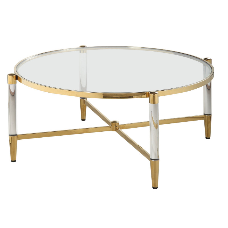 DENALI-CT-RND Round Tempered Glass Cocktail Table