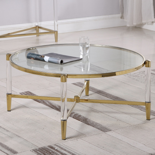 DENALI-CT-RND Round Tempered Glass Cocktail Table