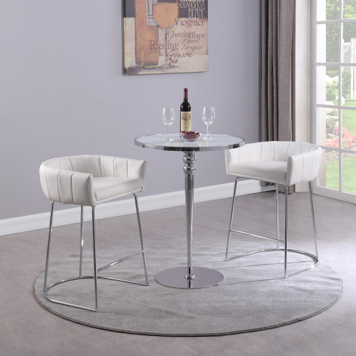 DENISE-CS-WHT Contemporary Channel Back Counter Stool