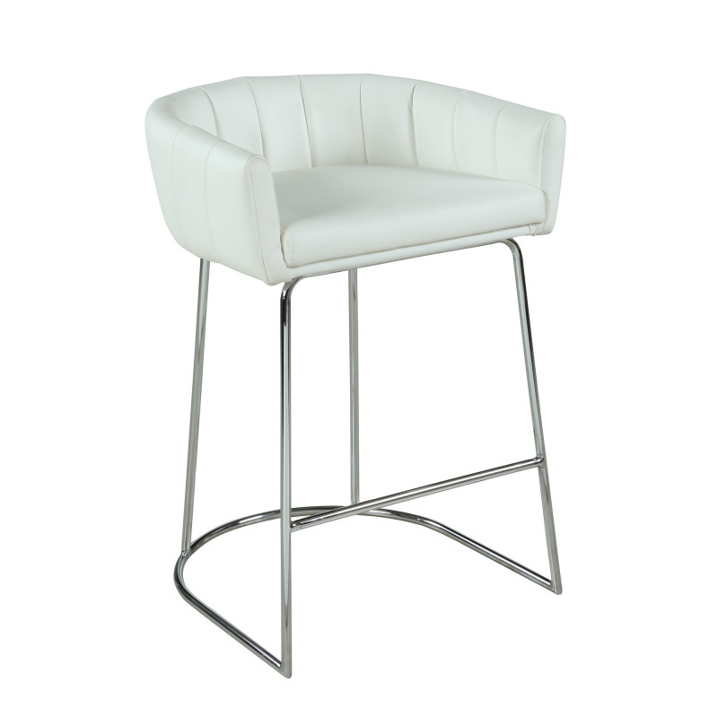 DENISE-CS-WHT Contemporary Channel Back Counter Stool
