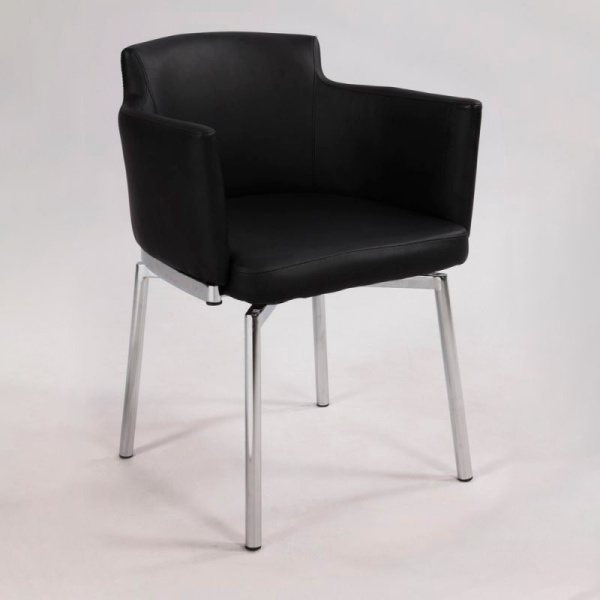 DUSTY-AC-BLK-KD Modern Club Arm Chair  Memory Swivel Set of 2