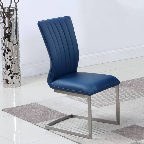EILEEN-SC-BLU Contemporary Channel Back Cantilever Side Chair (Set of 2)