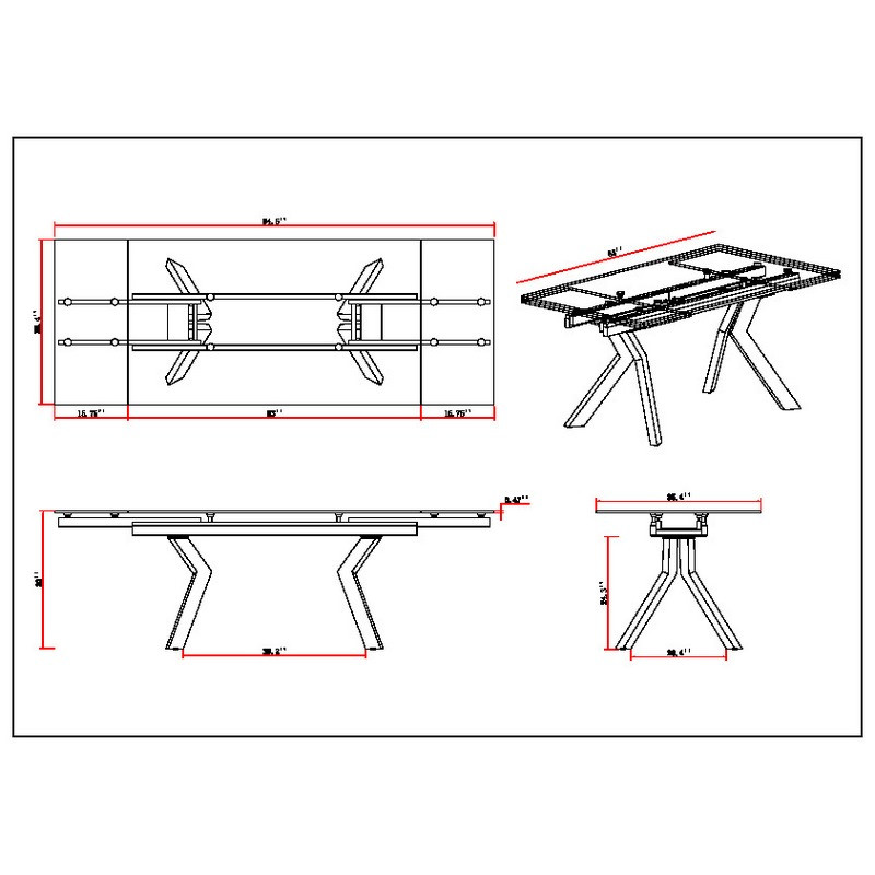 Ella Dt Contemporary Extendable Dining Table Steel Legs 99