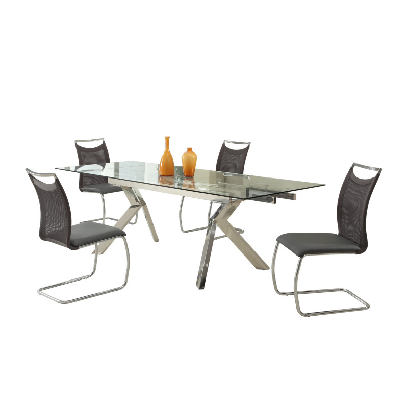 Ella Nadine 5pc Contemporary Dining Set Extendable Table 4 Cantilever Mesh Chairs 3