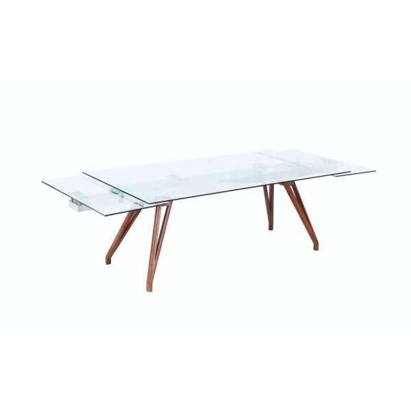 Erika Dt Chintaly Modern Dining Table Extendable Glass Top Solid Wood Legs 1