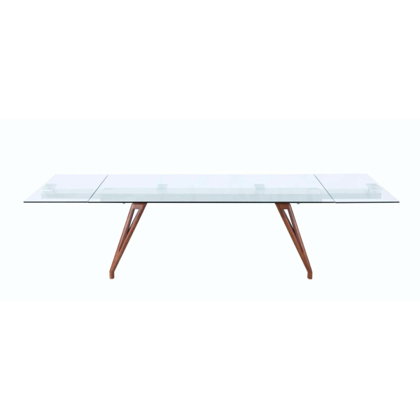 Erika Dt Chintaly Modern Dining Table Extendable Glass Top Solid Wood Legs 3