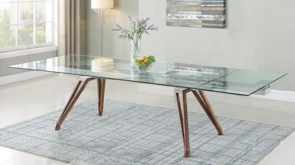 Erika Dt Chintaly Modern Dining Table Extendable Glass Top Solid Wood Legs 5