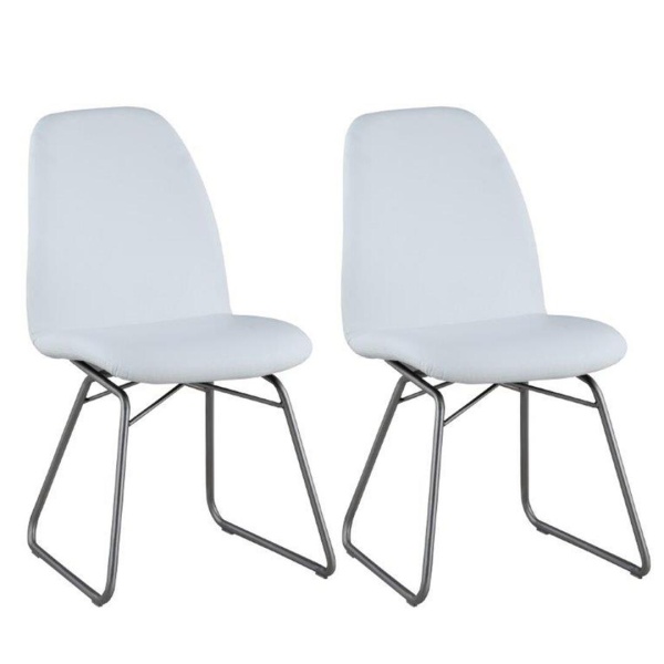 GRETCHEN-SC-WHT Contemporary Curved-Back Side Chair  Sled Base (Set of 2)