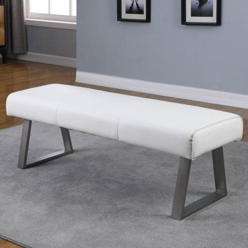 GWEN-BCH-WHT Contemporary Upholstered Bench  Highlight Stitching