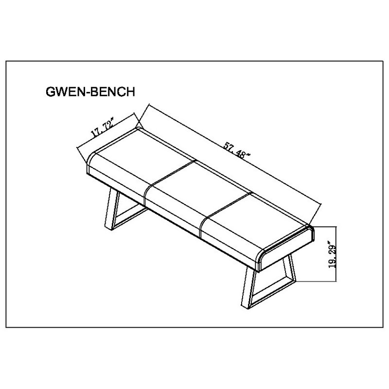 Gwen Bch Wht Contemporary Upholstered Bench Highlight Stitching 99