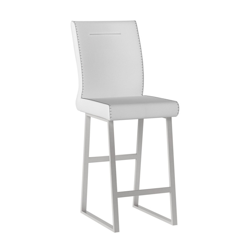 GWEN-CS-WHT Contemporary Counter Height Stool  Highlight Stitching
