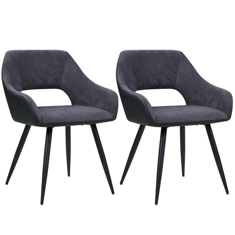 HENRIET-SC-GRY Contemporary Open-Back Side Chair (Set of 2)
