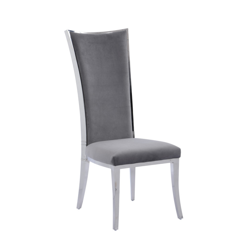 Isabel Sc Gry Pol High Back Upholstered Chair Stainless Steel Frame 1